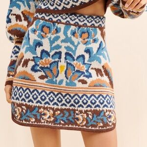 NWT Farm Rio X Nuuly Toucan Scarf Knit Skirt Size Medium Mini Wool Blend